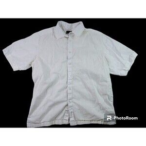 PRESTIGE Originals Men's Perforated 100% Linen Button Down Short Sleeve White XL